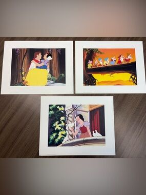 2001 Exclusive Disney Lithograph Portfolio Snow White 3 Piece Set